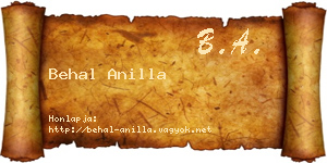 Behal Anilla névjegykártya