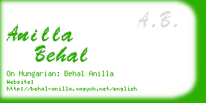 anilla behal business card